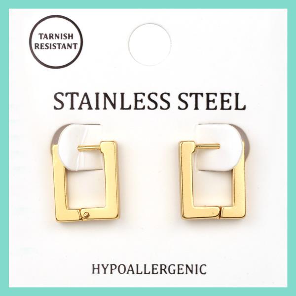 METAL STAINLESS HOOP HUGGIE EARRING