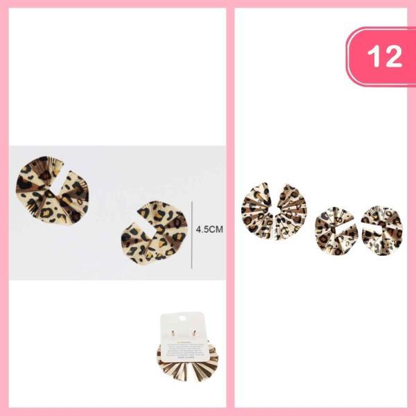 Half Fan Leopard Print Earrings (12 Units)