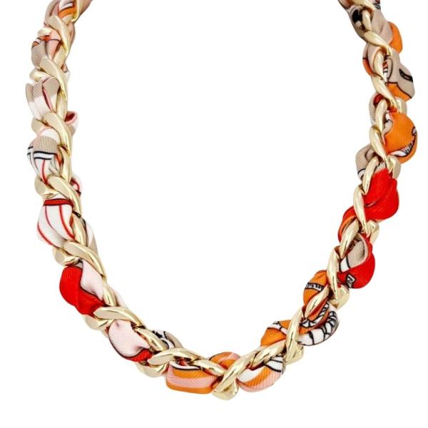 Metal Braided Fabric Link Necklace