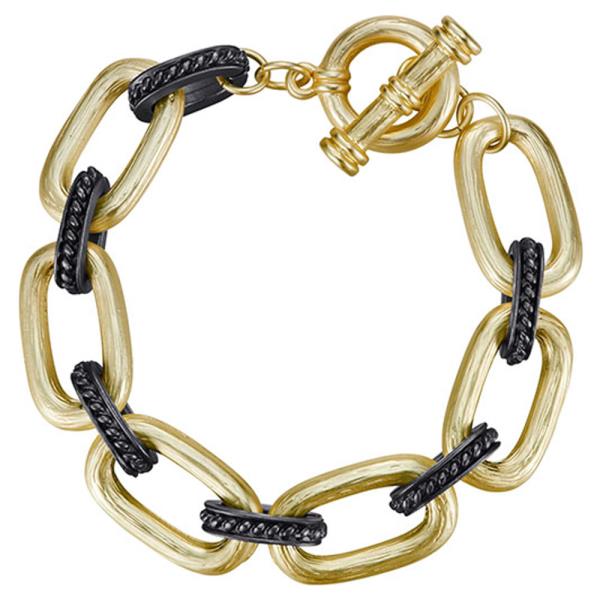 Metal Mixed Textured Toggle Link Bracelet