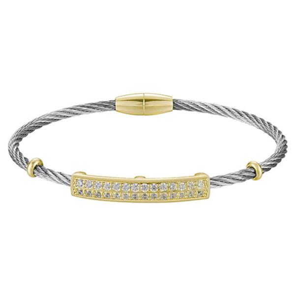Metal Cable CZ Bar Magnetic Bracelet