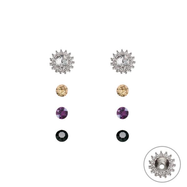 European Crystals Interchangeable Earrings Set