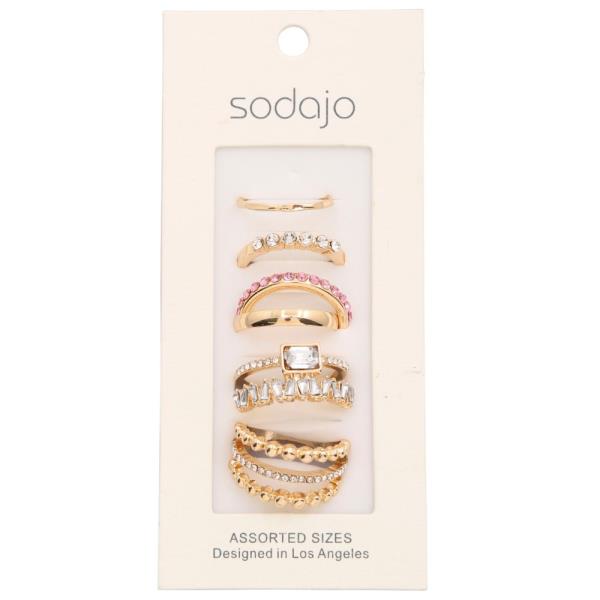 SODAJO Rhinestone Assorted Ring Set