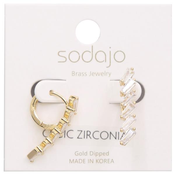 SODAJO CZ Huggie Gold Dipped Earring