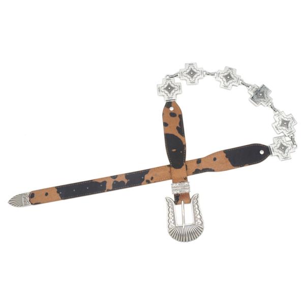 ETCHED CROSS CONCHO LINK CHAIN BELT