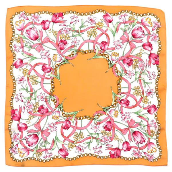 Flower Chain Print Bandana Square Neck Scarf