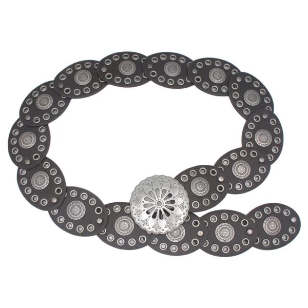 FLOWER CUTOUT BUCKLE OVAL DISC HIP BELT