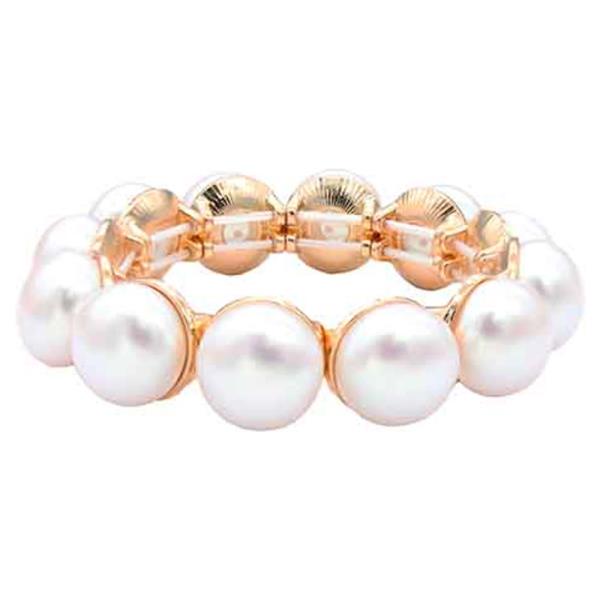 Gold Plated with Pearl Stretch Bracelet
