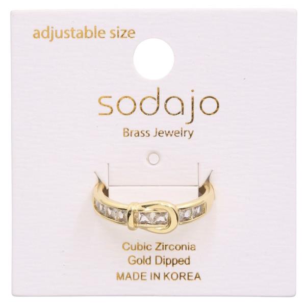 SODAJO CZ Gold Dipped Buckle Adjustable Ring