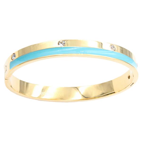 Gold Plated Stainless Steel Hinged Bangle Bracelet