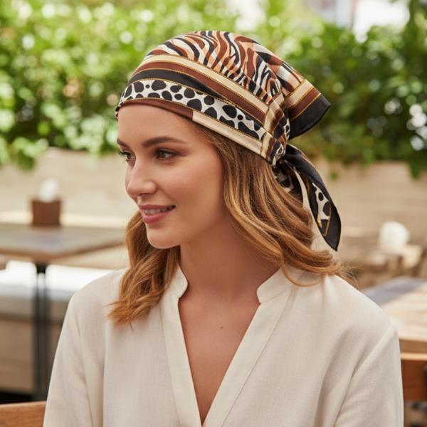 Zebra Leopard Border Bandana Square Neck Scarf