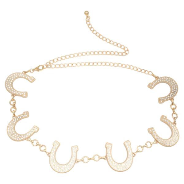 RHINESTONE HORSESHOE CHAIN BELT