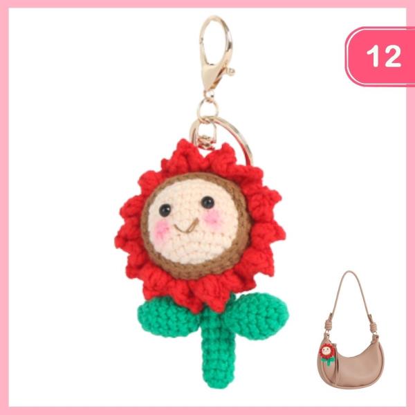 Crochet Flower Face Bag Charm Keychain (12 Units)
