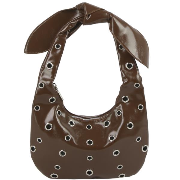 Smooth Curve Stud Knot Shoulder Bag