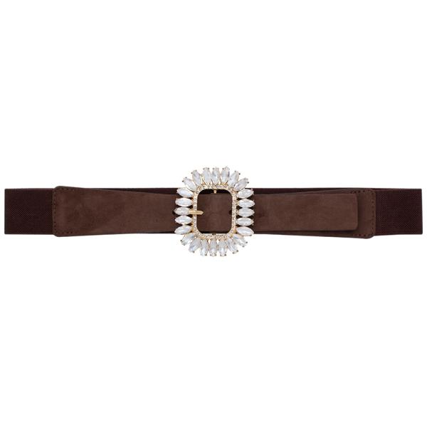 RHINESTONE DESIGN BUCKLE ELASTIC BELT