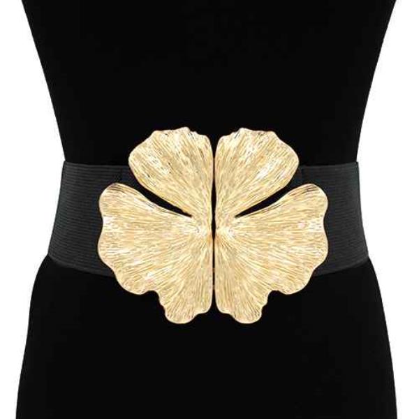 Textured Metal Leaf Shape Elastic Belt