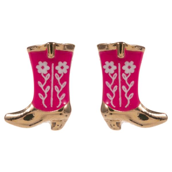Boot Enamel W Pattern Hypoallergenic Stud Earring