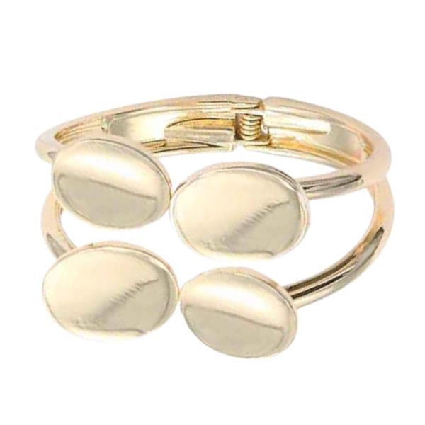 Oval Gold Plated Hinged Bangle Bracelet