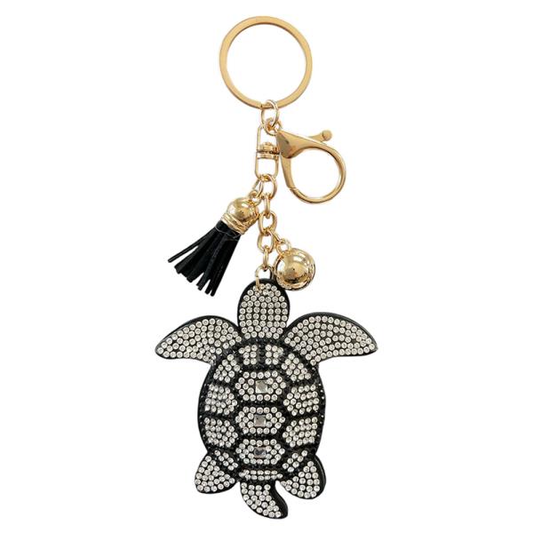 RHINESTONE TURTLE KEYCHAIN WITH TASSEL