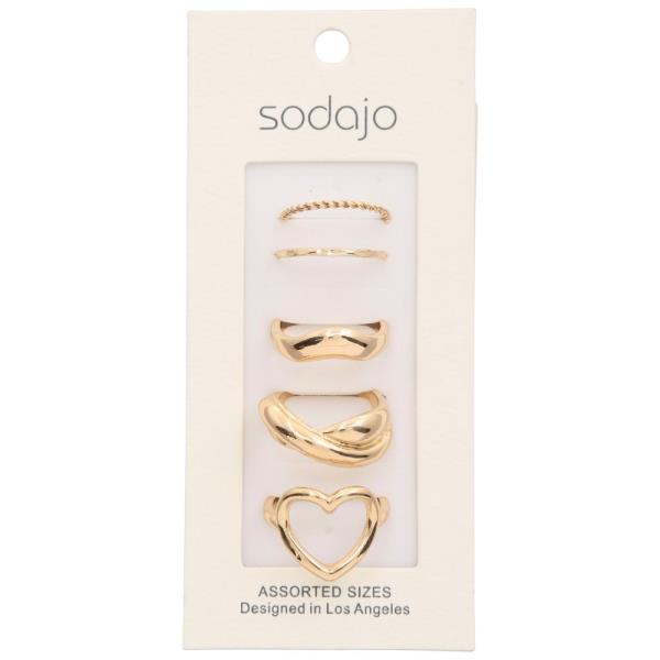 SODAJO Heart Shape Assorted Metal Ring Set