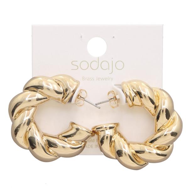 SODAJO TWISTED LINK OPEN HOOP GOLD DIPPED EARRING