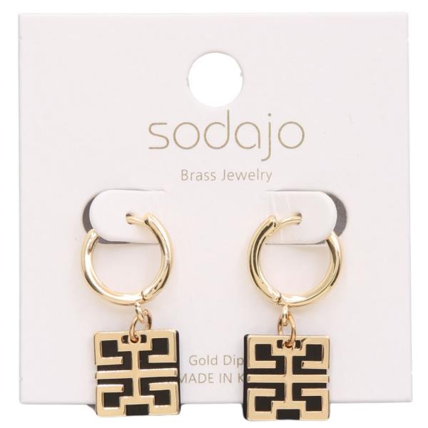 SODAJO GREEK PATTERN HUGGIE GOLD DIPPED EARRING