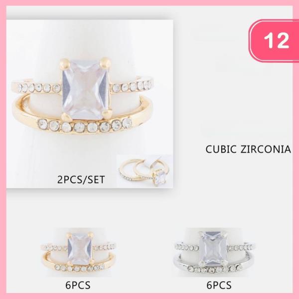 Rhinestone Ring 2 Pc Set (12 Units)