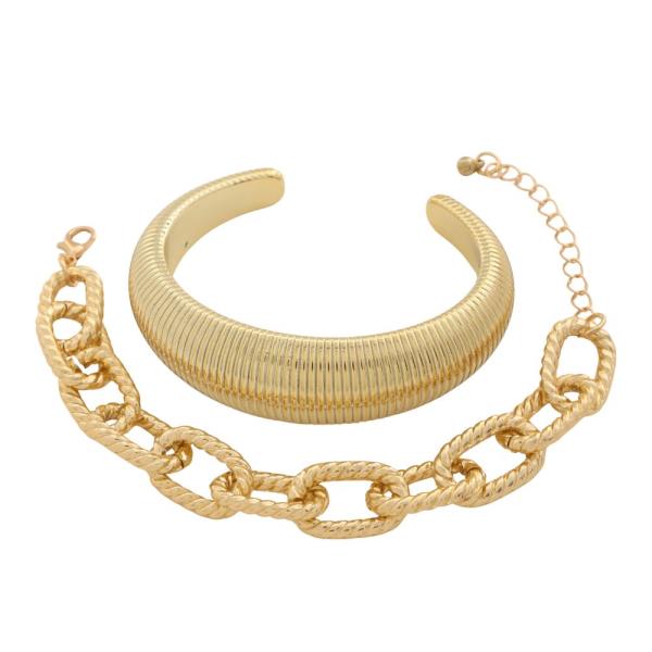 SDJ CCB Cuff Oval Link Bracelet Set