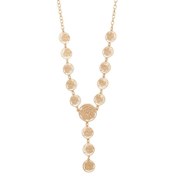 SDJ Circle Swirl Metal Y Shape Necklace