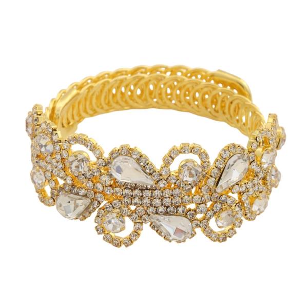 Rhinestone Teardrop Filigree Bangle Bracelet