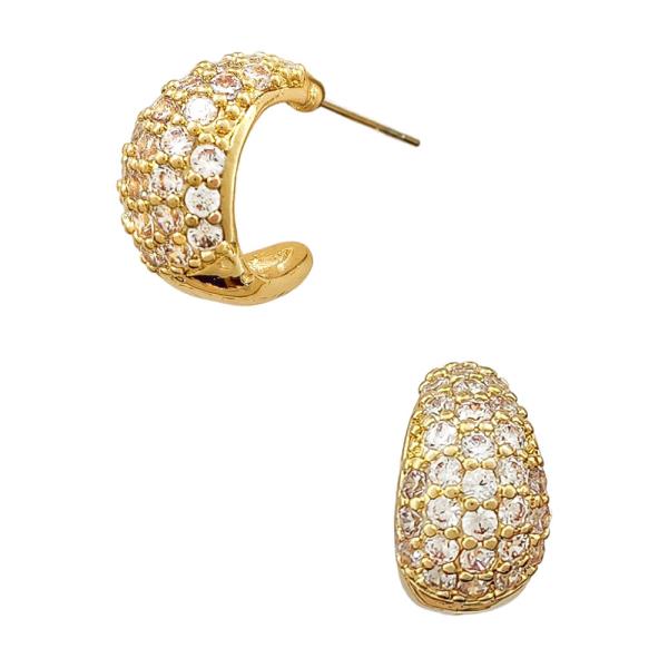 RHINESTONE PAVE HALF HOOP EARRING
