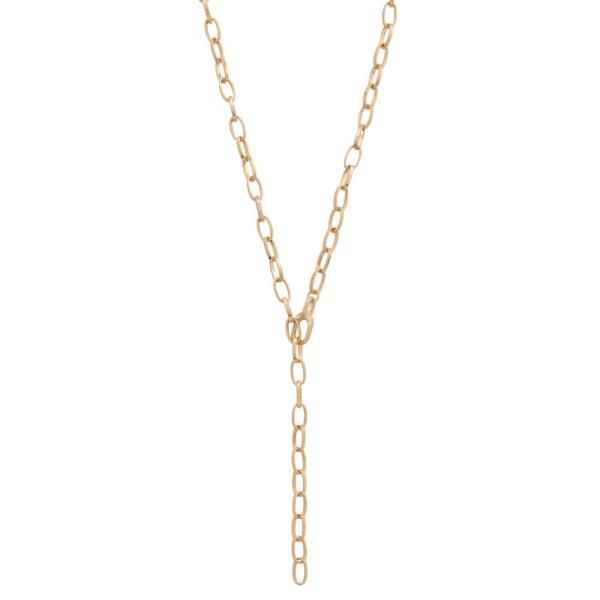Oval Link Y Shape Metal Necklace