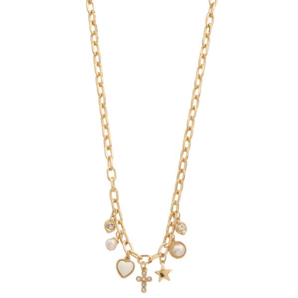 Cross Star Multi Charm Necklace