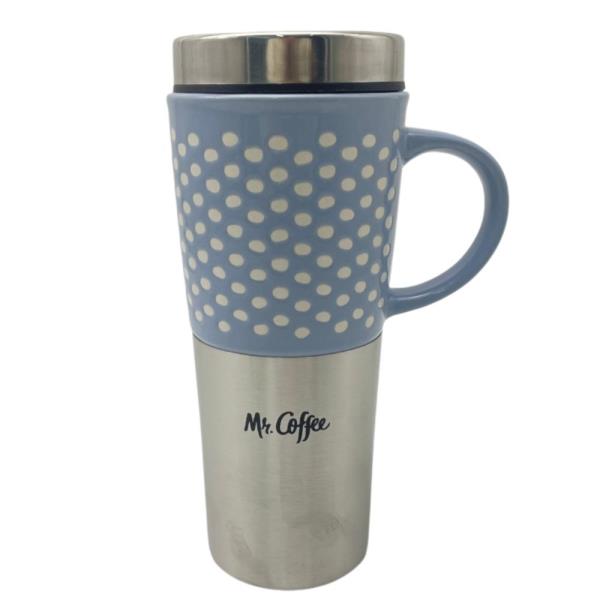 Mr Travertine Floral 16oz Travel Mug W Lid
