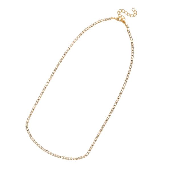 SODAJO Gold Dipped Rhinestone Tennis Necklace