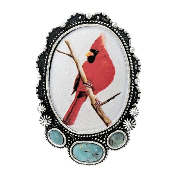 Cardinal Garden Print Hand Stone Ring