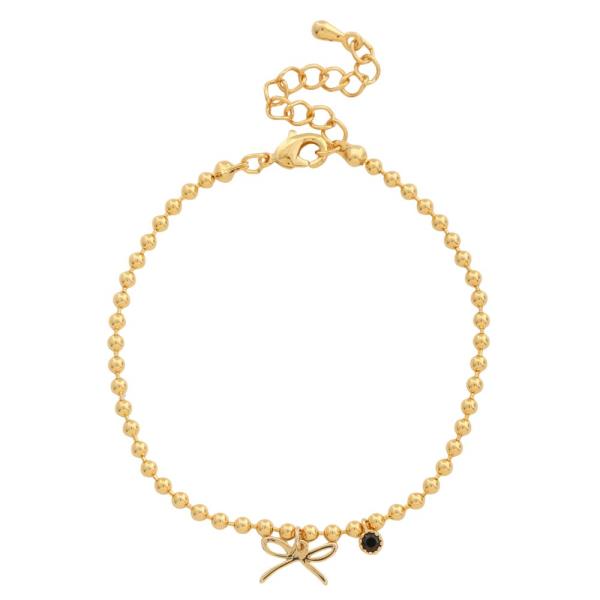 SODAJO Bow Charm Ball Bead Gold Dipped Bracelet