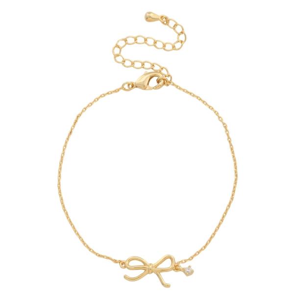 SODAJO Ribbon Bow Crystal Gold Dipped Bracelet