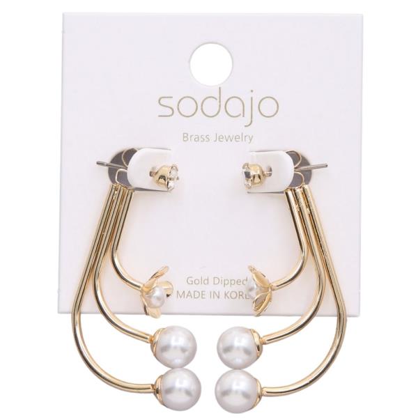 SODAJO Pearl Bead Metal Gold Dipped Earring