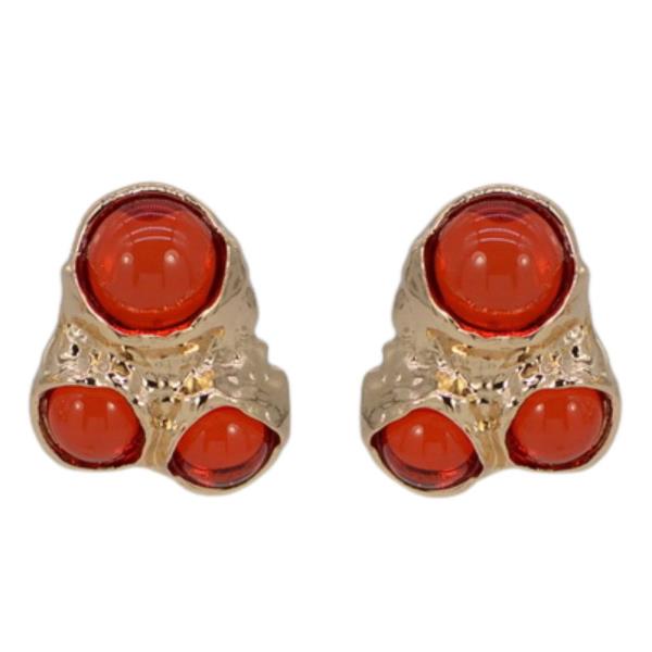 Stone Bead Metal Post Earring