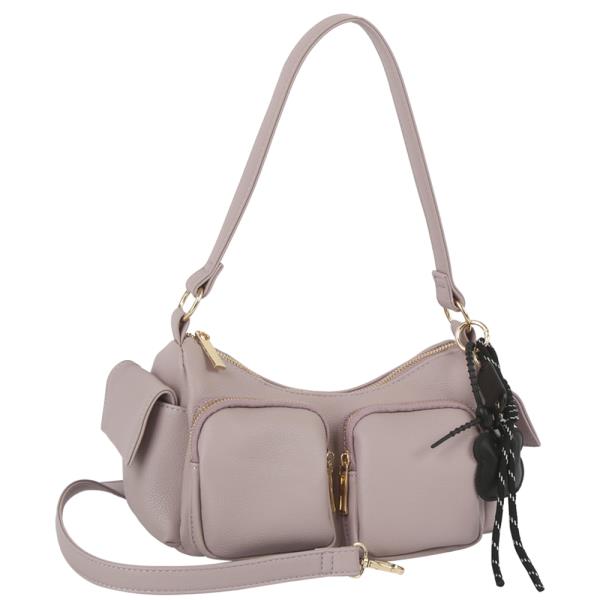 Zipper Design Shoulder Bag W Keychain