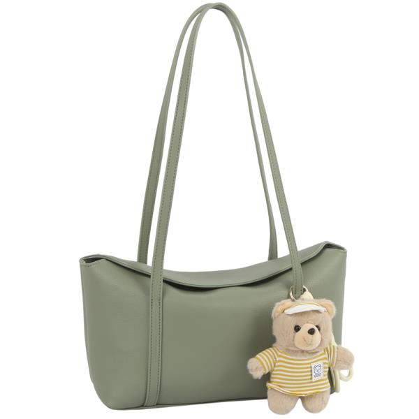 Chic Shoulder Tote Bag W Doll Keychain