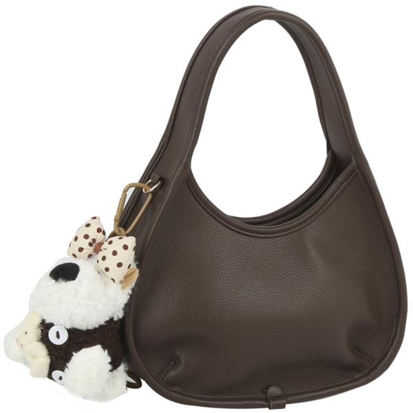 Curve Textured Shoulder Bag W Doll Keychain