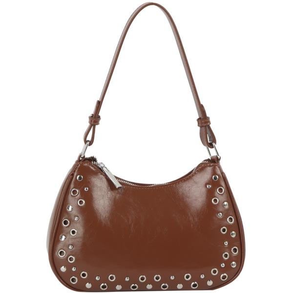 Curve Studded Shoulder Bag