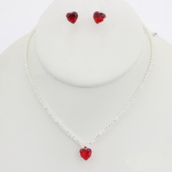 Crystal Stone Round Necklace Earring Set