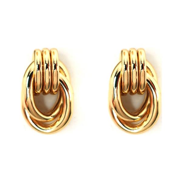 TEXTURED METAL OVAL LINK STUD EARRING