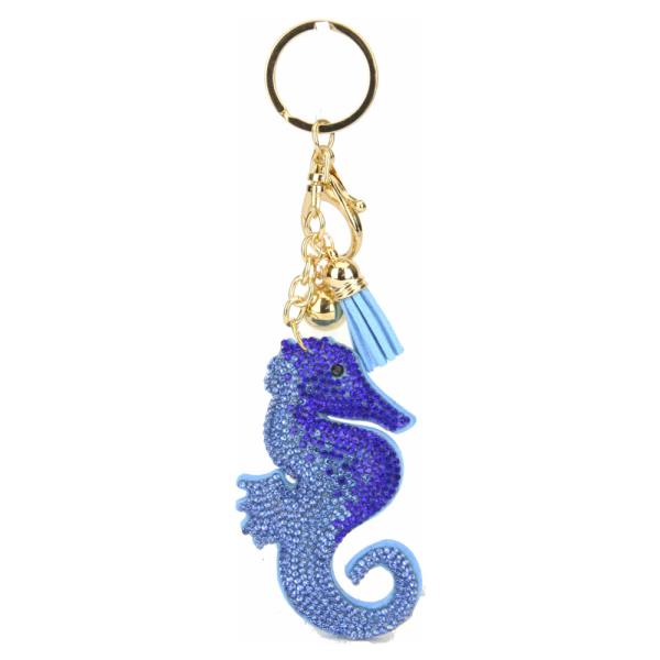 RHINESTONE SEAHORSE CHARM TASSEL ORNAMENT BAG CHARM KEYCHAIN