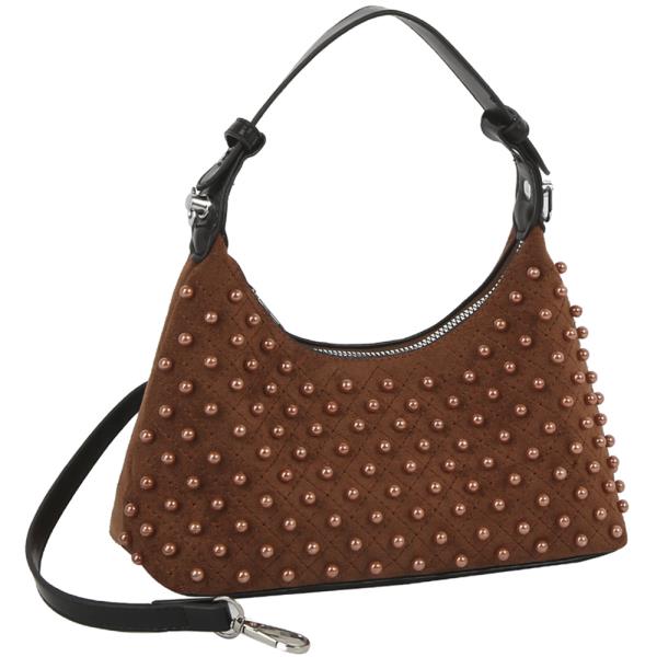 Quilted Stud Shoulder Crossbody Bag