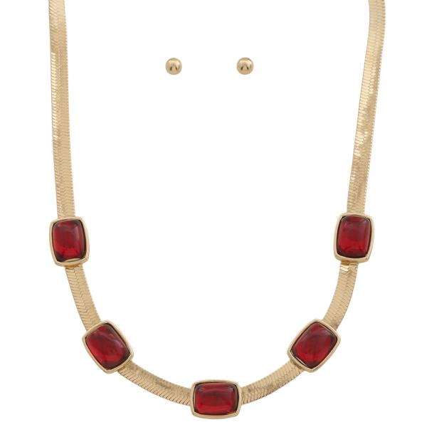Acetate Rectangle Bead Station Chain Necklace