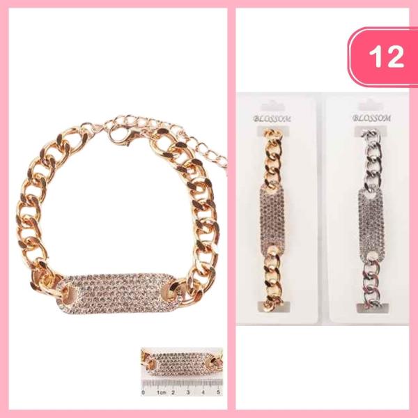 Rhinestone Chain Bracelet (12 Units)